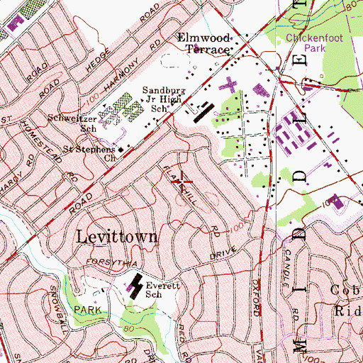 Topographic Map of Forsythia Gate, PA