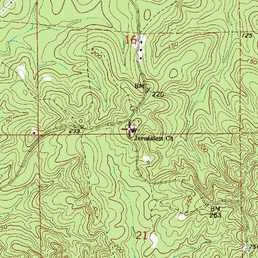 Topographic Map of Jerusalem Church, AL