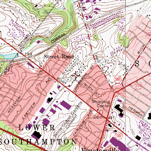 Topographic Map of Broad View Farms, PA