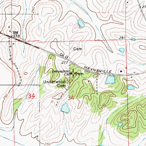 Topographic Map of Jerusalem Church, AL