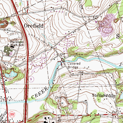 Topographic Map of Wehrs Dam, PA