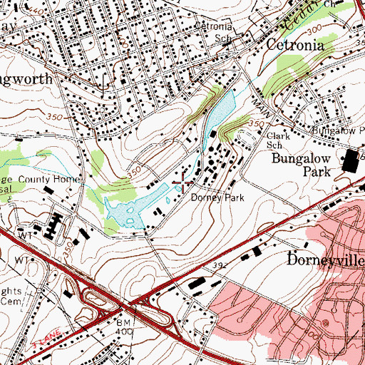 Topographic Map of Cedar Creek Dam Number One, PA