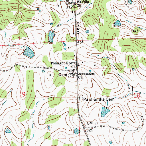 Topographic Map of Jerusalem Church, AL