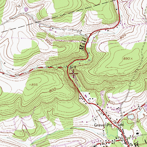 Topographic Map of Number One Dam, PA