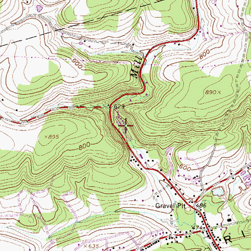 Topographic Map of Number Four Dam, PA