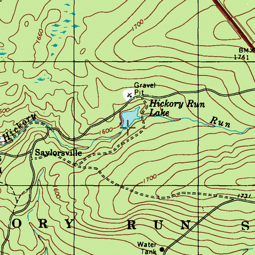 Topographic Map of Hickory Run Dam, PA