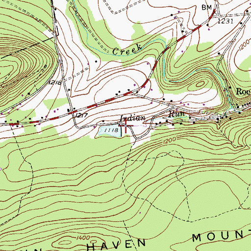 Topographic Map of Indian Run Dam, PA