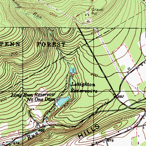 Topographic Map of Number Two Dam, PA