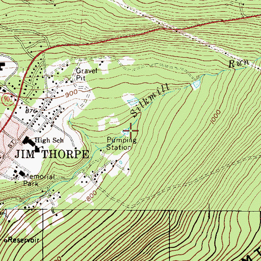 Topographic Map of Number Three Dam, PA