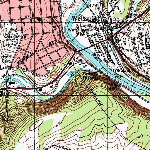Topographic Map of Mahoning Creek Dam, PA