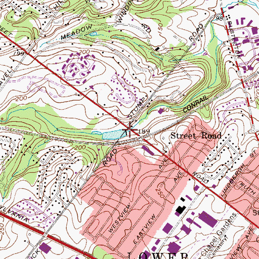 Topographic Map of Sky Top Lake Dam, PA