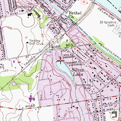 Topographic Map of Silver Lake Dam, PA