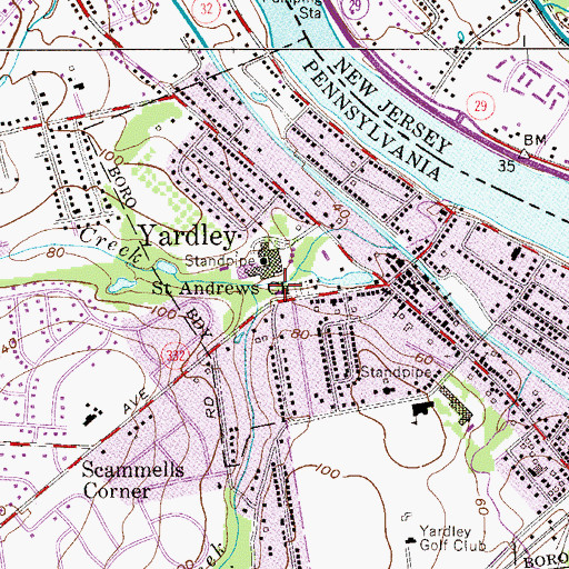 Topographic Map of Lake Afton Dam, PA