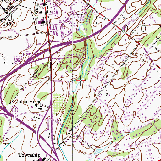 Topographic Map of Turk Dam, PA