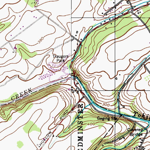 Topographic Map of Myers Dam, PA