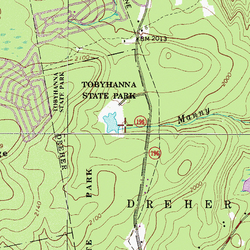 Topographic Map of Greene Dreher Dam, PA
