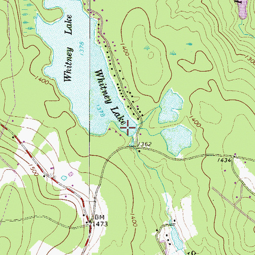 Topographic Map of Whitneys Lake Dam, PA