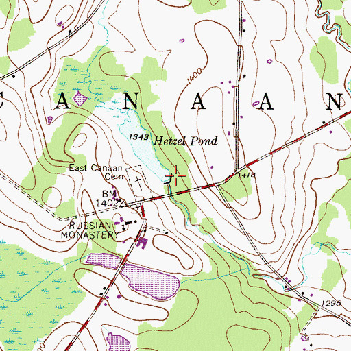 Topographic Map of Hetzell Pond Dam, PA