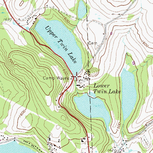 Topographic Map of Upper Twin Dam, PA