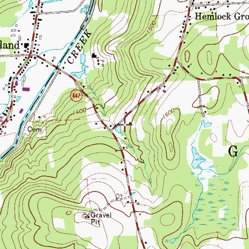 Topographic Map of Geiges Dam, PA