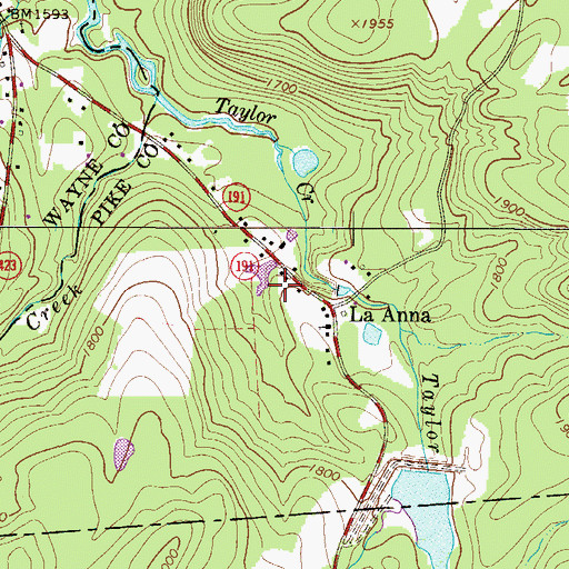 Topographic Map of Keeney Dam, PA