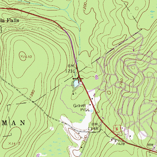 Topographic Map of Cadoo Dam, PA