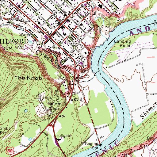 Topographic Map of Metz Dam, PA