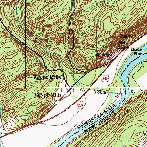 Topographic Map of Trout Dam, PA