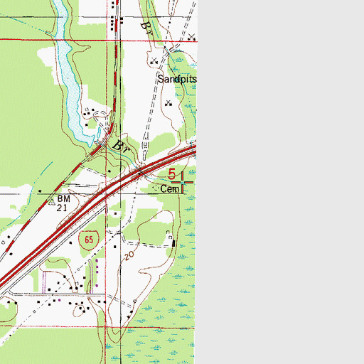 Topographic Map of Jim Bell Branch, AL