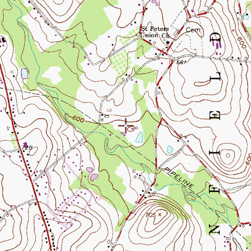 Topographic Map of Mill Dam, PA