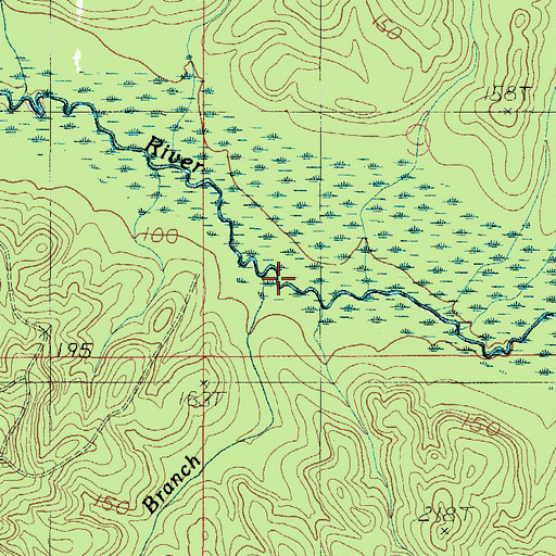 Topographic Map of Jim Boone Branch, AL