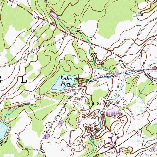 Topographic Map of Lake Poco Dam, PA