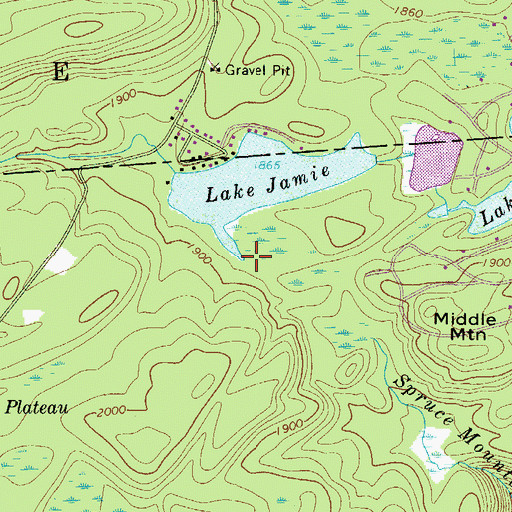 Topographic Map of Jamie Lake Dam, PA