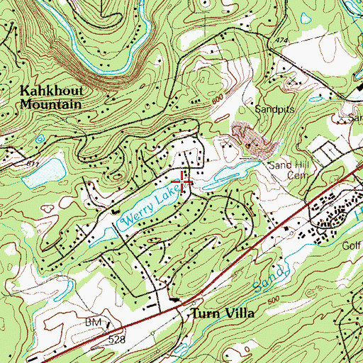 Topographic Map of Werry Lake Dam, PA