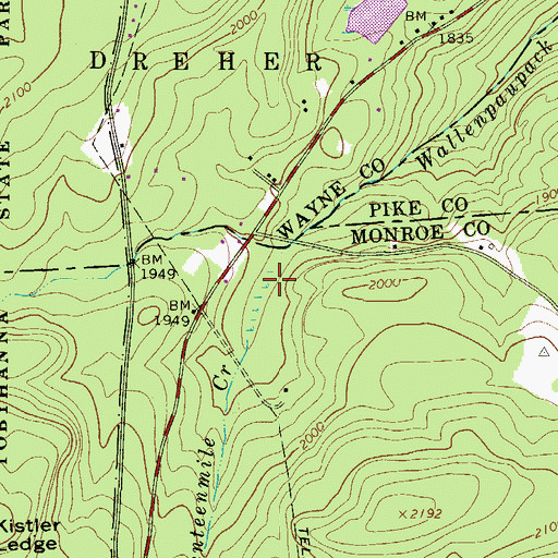 Topographic Map of Schane Dam, PA