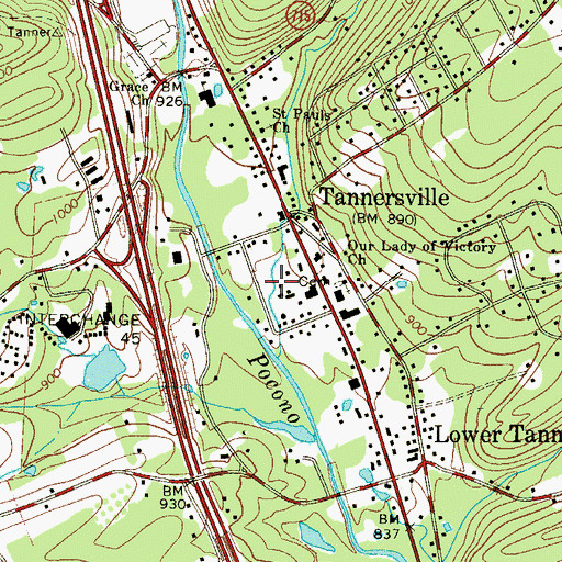 Topographic Map of Pocono Hotel Dam, PA