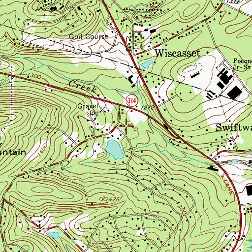 Topographic Map of Whitestone Dam, PA