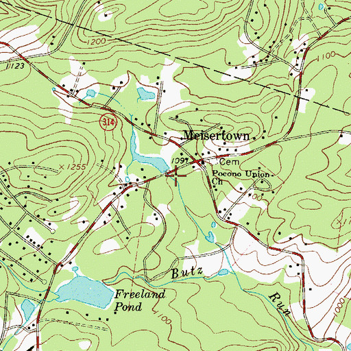 Topographic Map of Meistertown Dam, PA