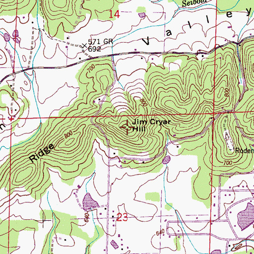 Topographic Map of Jim Cryar Hill, AL