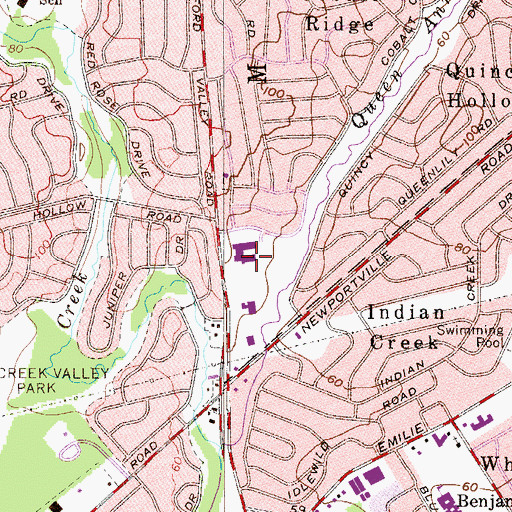 Topographic Map of Walter Miller Elementary School, PA