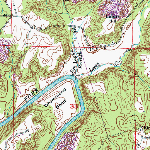 Topographic Map of Jim Light Branch, AL