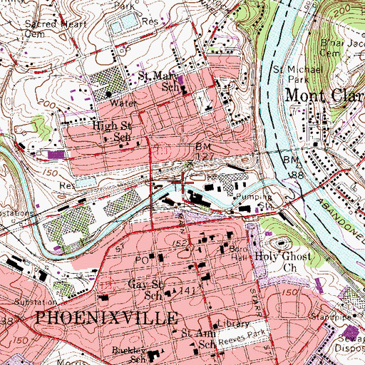 Topographic Map of Phoenixville Dam, PA
