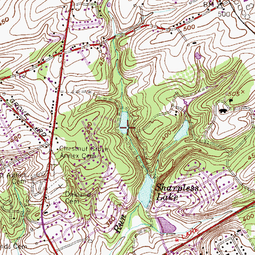 Topographic Map of Private Dam, PA