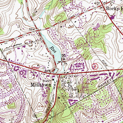Topographic Map of Milltown Dam, PA