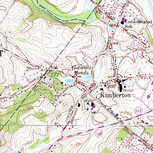 Topographic Map of Kimberton Dam, PA