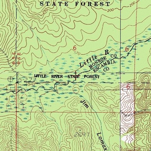 Topographic Map of Jim Lomax Branch, AL