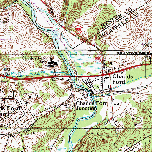 Topographic Map of Chadds Ford Dam, PA