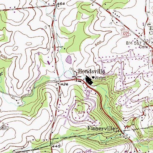 Topographic Map of Bondsville Dam, PA