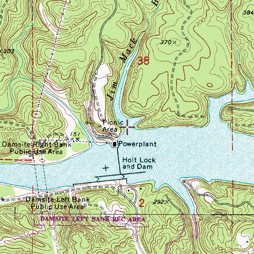 Topographic Map of Jim Mack Branch, AL