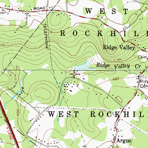 Topographic Map of Creek Dam, PA